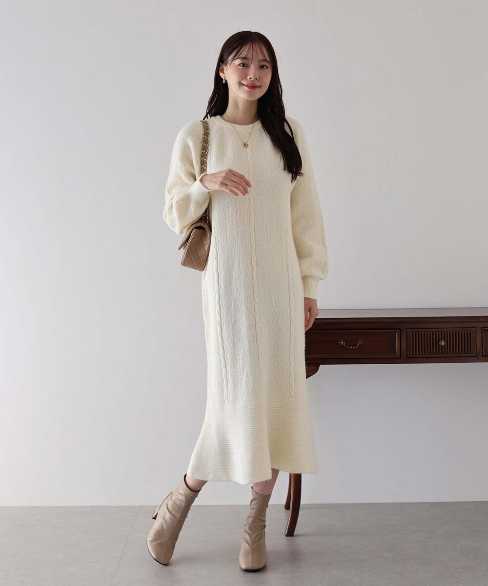 洗える・2SET】カットデザインスタイルアップ ワンピース×ニット