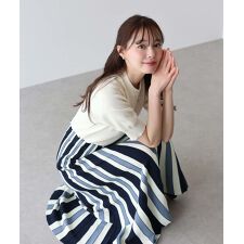 配色ストライプニットスカートドッキングワンピース | ブルーイースト(BLUEEAST)
