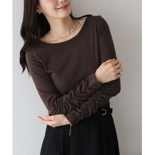 シャーリング袖カットソー