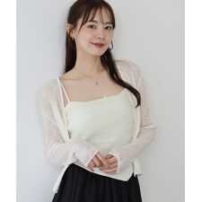 カップ付きドットチュールキャミソール
