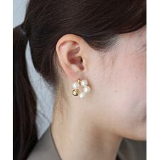パール＆メタルボールピアス / ニッケルフリー