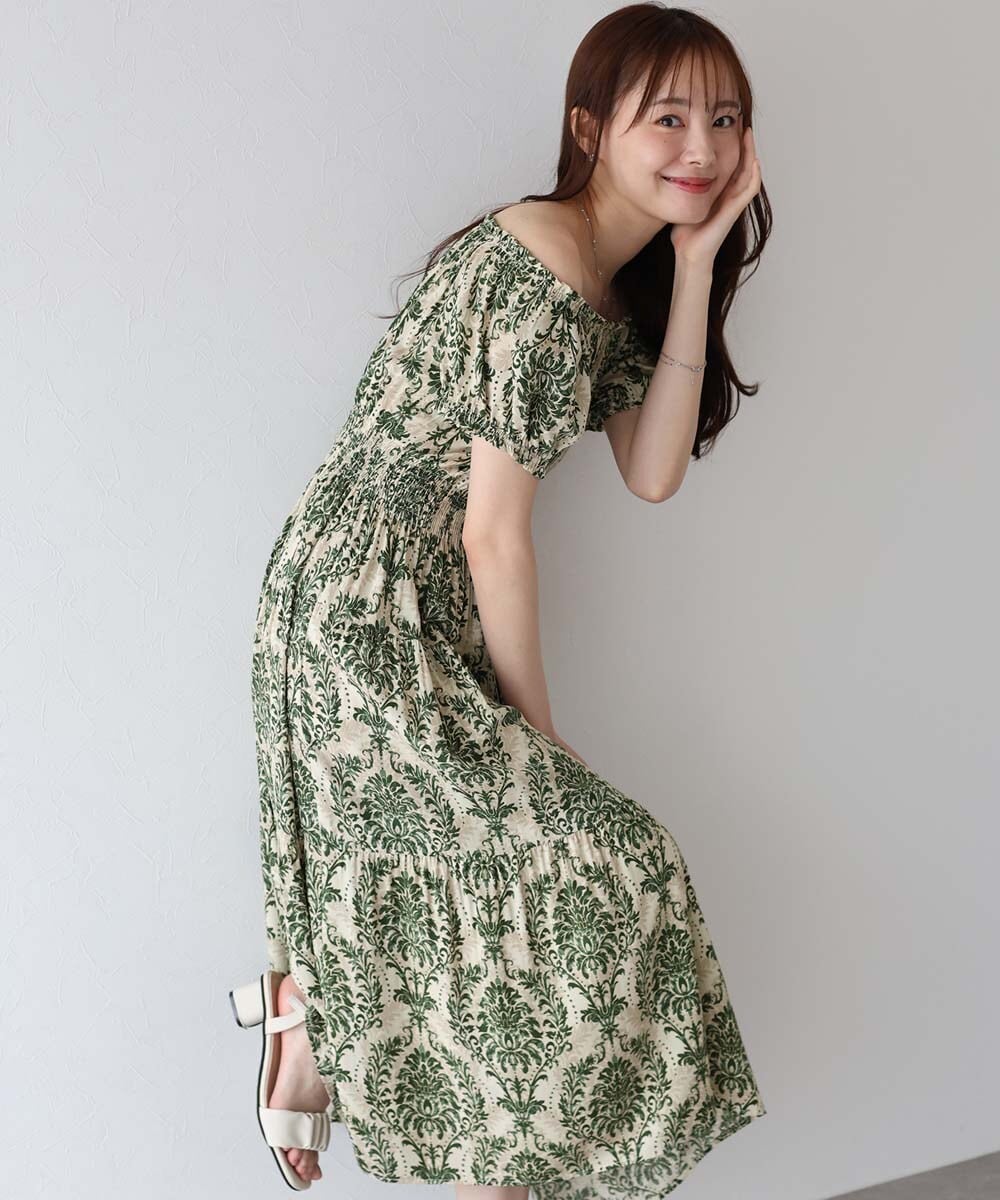 LEJA】配色パイピングレーススパンコール刺繍パフスリーブフレ