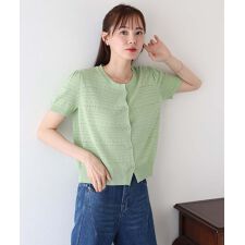 ブルーイースト(BLUEEAST)の透かし編み半袖ニットカーディガン