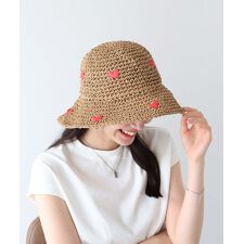 ハート＆チェリー刺繍バケットハット