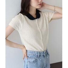 ブルーイースト(BLUEEAST)のバイカラー衿ポロニット