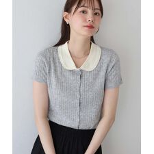 バイカラー衿ポロニット