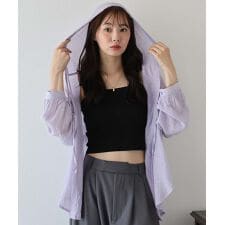 フード付きシアーシャツ