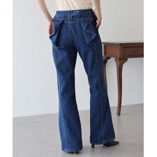 ハイウエストバックリボンワイドデニムパンツ