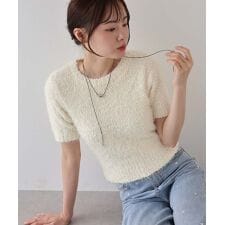 ぽこぽこシャギー半袖ニット