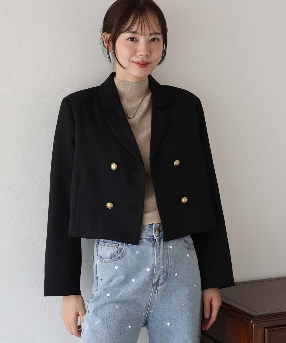 金ボタンノーカラーツイードジャケット | ブルーイースト