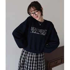 レタリング刺繍ショート丈スウェット