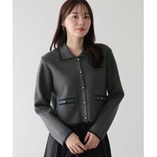 襟付きニットジャケット