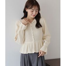 パールボタンペプラムニット