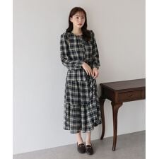 ブルーイースト(BLUEEAST)のチェック長袖ワンピース