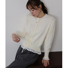 レースドッキングニットカーディガン