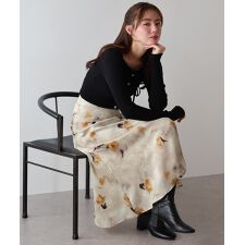 花柄サテンマーメイドスカート