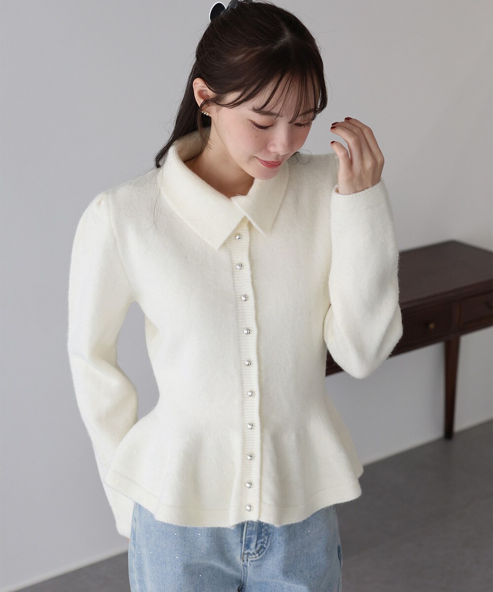 メニーリボンビジューふわふわシャギーカーデ | ノエミー(NOEMIE