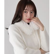 ファー襟ニットジャケット