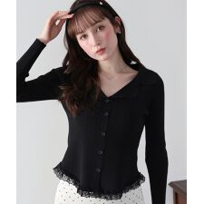 レース襟ドッキングニット