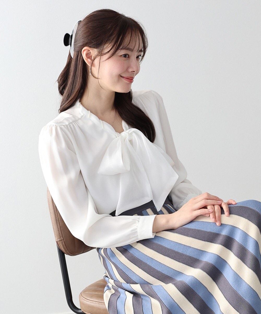 ミニパールボウタイブラウス
