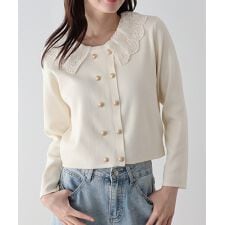 レース襟ドッキングニット