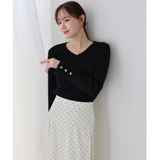 ハートボタンニット