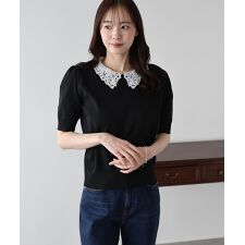 レース襟ドッキングニット