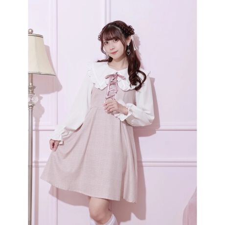 NOEMIE ピンク系フリルAラインワンピース ヨークフリルドーリー 