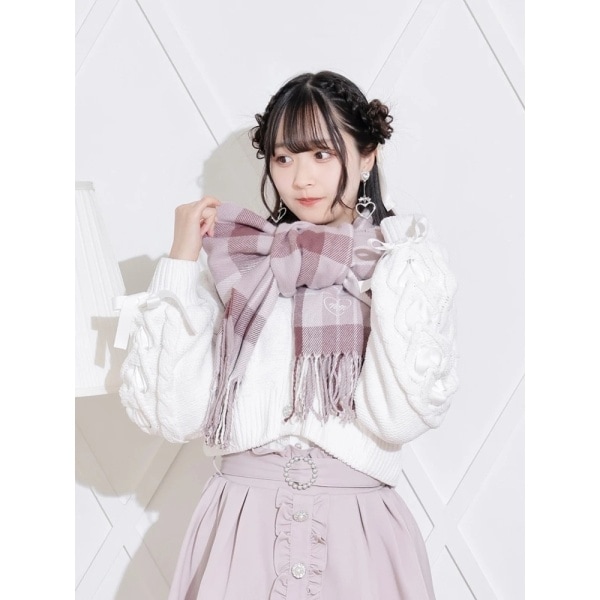 お嬢さんハート刺繍チェックマフラー | ノエミー(NOEMIE) | マルイ