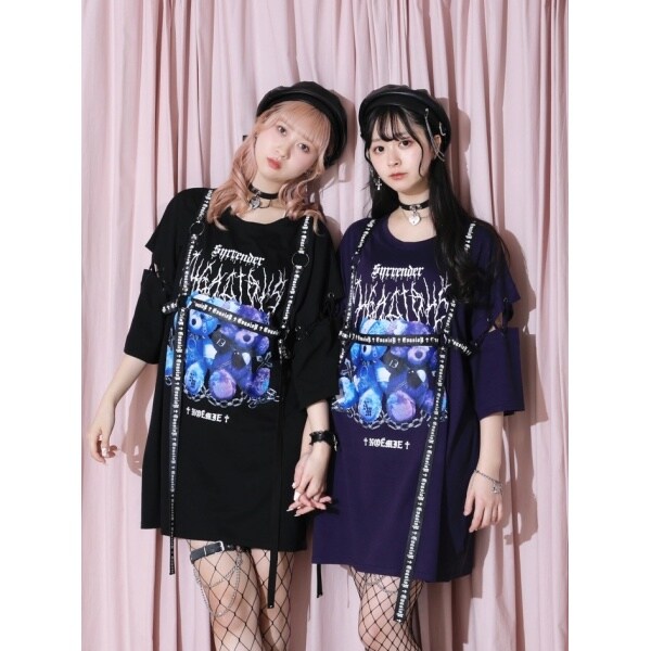 病みくま袖スピンドルハーネスユニセックスTシャツ | ノエミー(NOEMIE