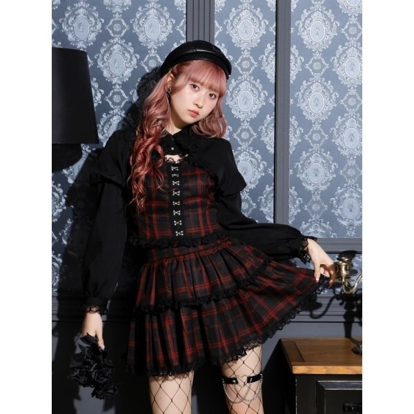 新品 NOEMIE ノエミー 姫袖 ティアード チェック セットアップ 地雷 ce017-61101-01b.jpg