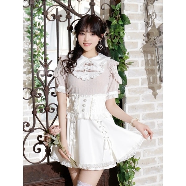 NOEMIE　お嬢さんバックレースアップチョーカーネックカットソー　ブラック お嬢さんバックレースアップチョーカーネックカットソー