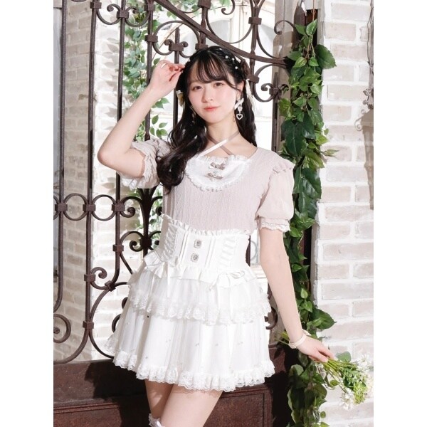 noemie お嬢さんバックレースアップチョーカーネックカットソー お嬢さんバックレースアップチョーカーネックカットソー