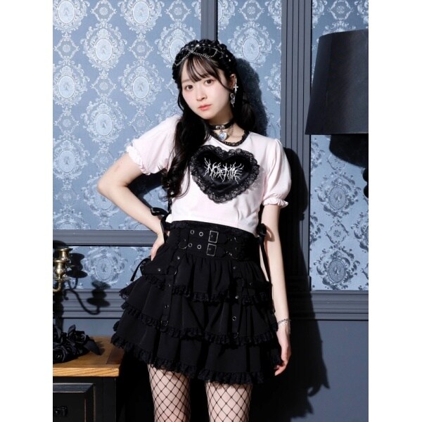 NOEMIE お嬢さんバックレースアップチョーカーネックカットソー ブラック 黒 お嬢さんバックレースアップチョーカーネックカットソー