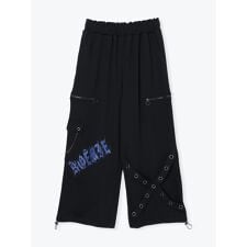 ハトメベルトチェーンユニセックス起毛パンツ