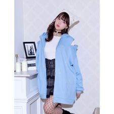 クロスラインストーンユニセックスZIP裏毛パーカー