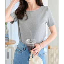 神戸レタス(KOBE LETTUCE)の細リブ半袖Tシャツ [スクエアネック・ボートネック・Vネック］[C3654]