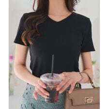 神戸レタス(KOBE LETTUCE)の細リブ半袖Tシャツ [スクエアネック・ボートネック・Vネック］[C3654]