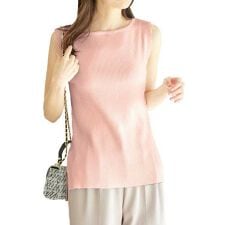 神戸レタス(KOBE LETTUCE)の[ 選べる2タイプ ] ボートネックノースリーブリブニット [C4702]