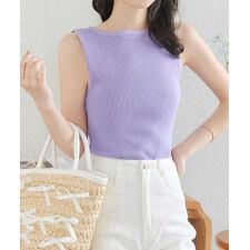 神戸レタス(KOBE LETTUCE)の[ 選べる2タイプ ] ボートネックノースリーブリブニット [C4702]