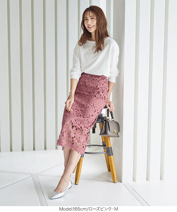 フラワーレースタイトスカート 神戸レタス Kobe Lettuce M3154 ファッション通販 マルイウェブチャネル