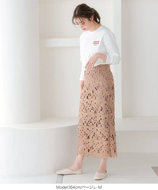 選べる2サイズ フラワーレースタイトスカート [M3154] | 神戸レタス 
