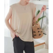 神戸レタス(KOBE LETTUCE)の選べるネック タックノースリーブカットソー [C2322]