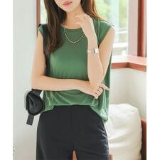 神戸レタス(KOBE LETTUCE)の選べるネック タックノースリーブカットソー [C2322]