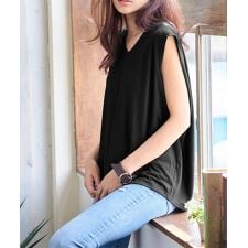 神戸レタス(KOBE LETTUCE)の選べるネック タックノースリーブカットソー [C2322]