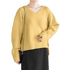 神戸レタス(KOBE LETTUCE)のウォッシャブルVネックorモックネックスフレニットトップス [C6301]