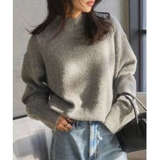 神戸レタス(KOBE LETTUCE)のウォッシャブルVネックorモックネックスフレニットトップス [C6301]