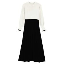 神戸レタス(KOBE LETTUCE)の[ 岡部あゆみさんコラボ ] フレアニットワンピース 選べる丈・選べるネック [E2920]