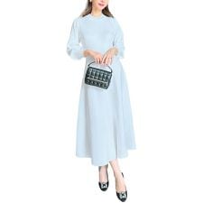 神戸レタス(KOBE LETTUCE)の[ 岡部あゆみさんコラボ ] フレアニットワンピース 選べる丈・選べるネック [E2920]