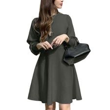 神戸レタス(KOBE LETTUCE)の[ 岡部あゆみさんコラボ ] フレアニットワンピース 選べる丈・選べるネック [E2920]